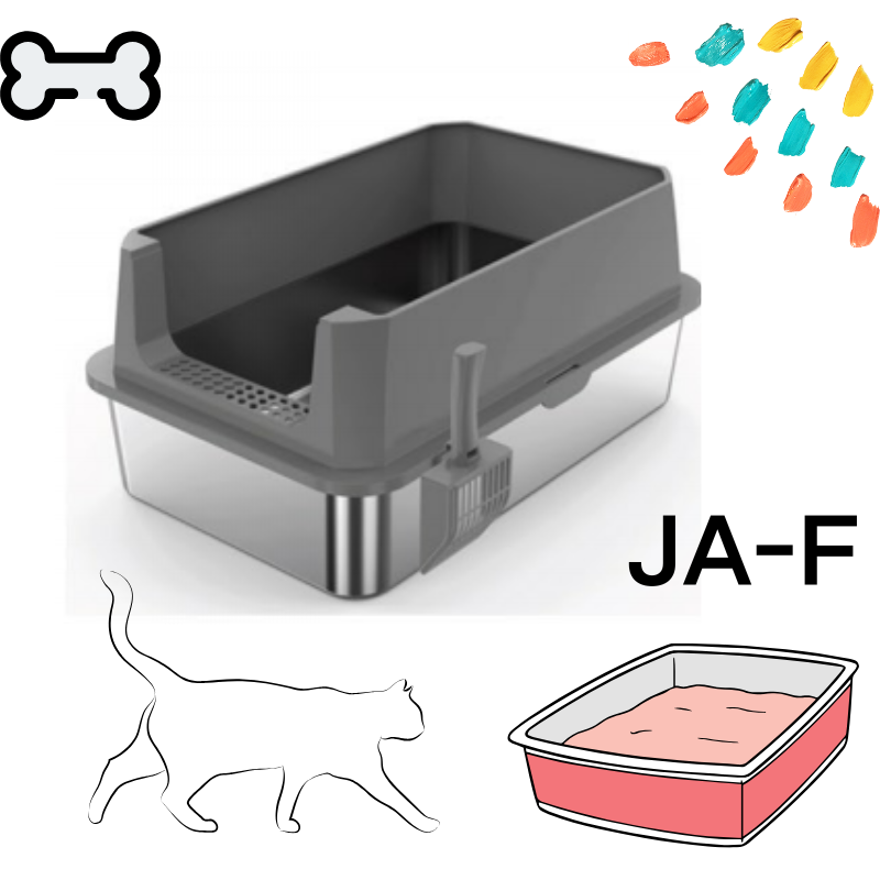Large Pet Cat Litter Box Open Top Design with Shovel, Durable ABS & Stainless Steel Construction-JY-F