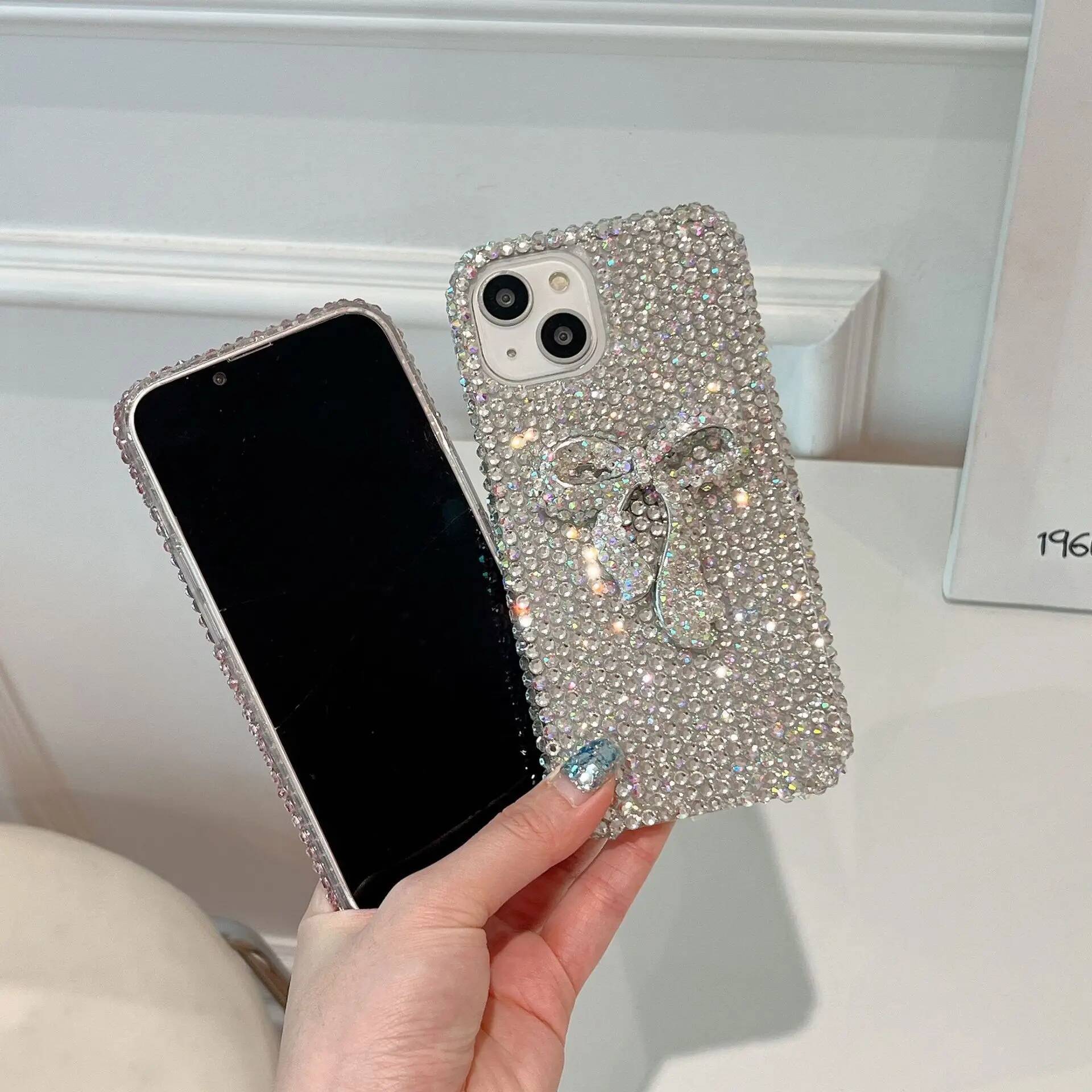 Full Dia Bow Sparkling Cute Phone Protective Cover for iPhone 16 Pro Max Case