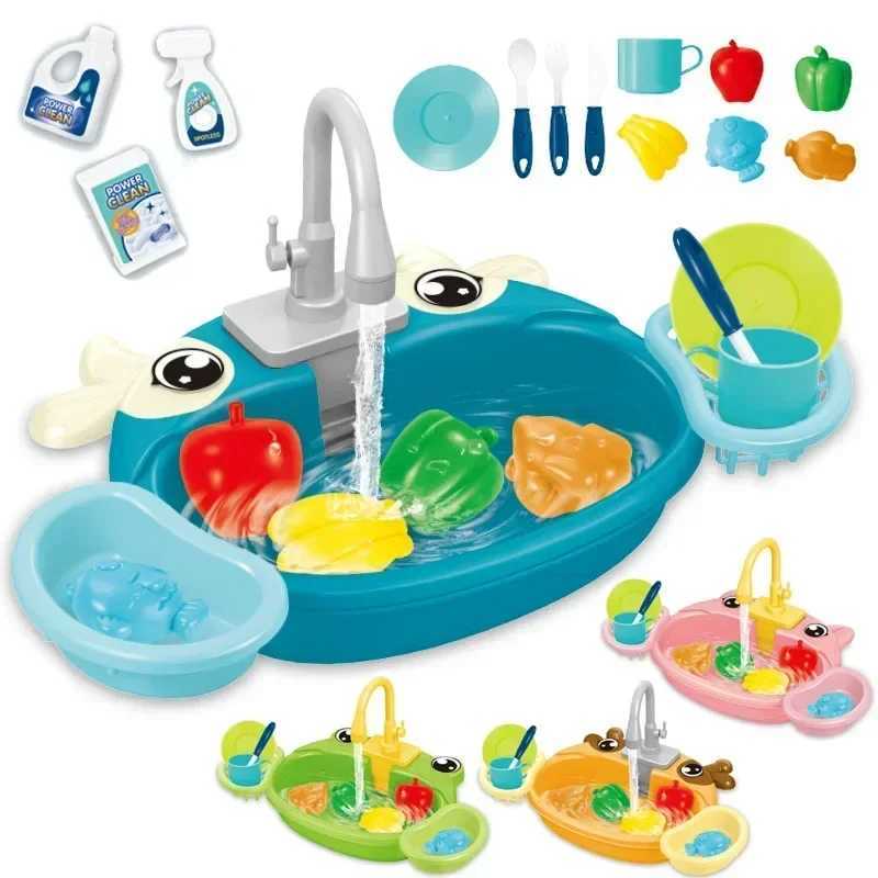 Kids Kitchen Toys Play House with Drainable Sink Simulated Water Washbasin Toy for Girls and Boys Ideal Gift C250922