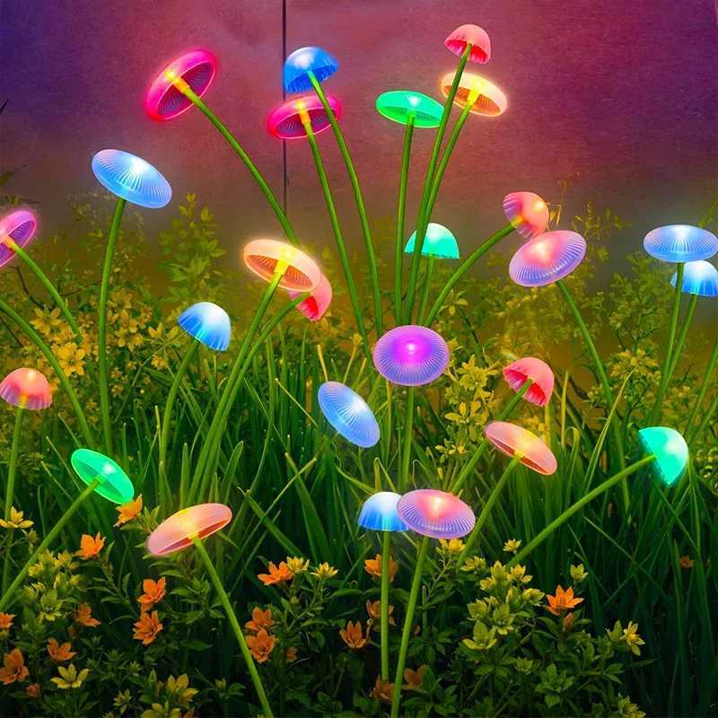 LED Outdoor Solar Mushroom Lights Garden Decor Jellyfish Sway Light Waterproof Patio Landscape Pathway Yard Lamp C250922