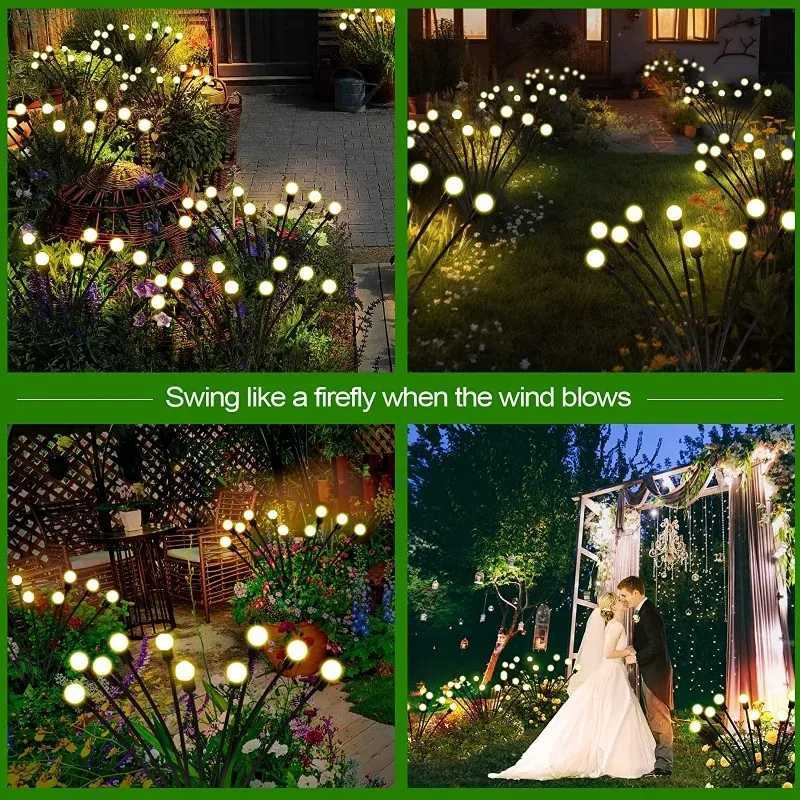 12Pack Outdoor LED Solar Lights Waterproof Starburst Solar Firefly Lights Lawn Lamp Garden Lamp for Path Landscape Decorative C250922