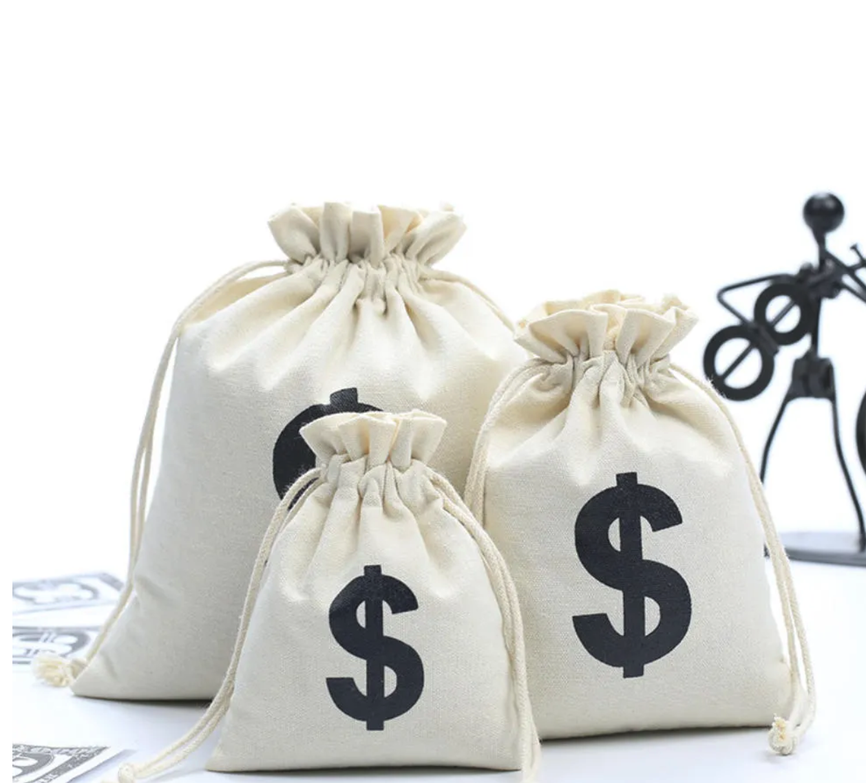 Payment Link Drawstring Storage Bag White Canvas Bags for Candy Gift Package Pouch Reusable Home Sundries Organize Dustproof Sacks