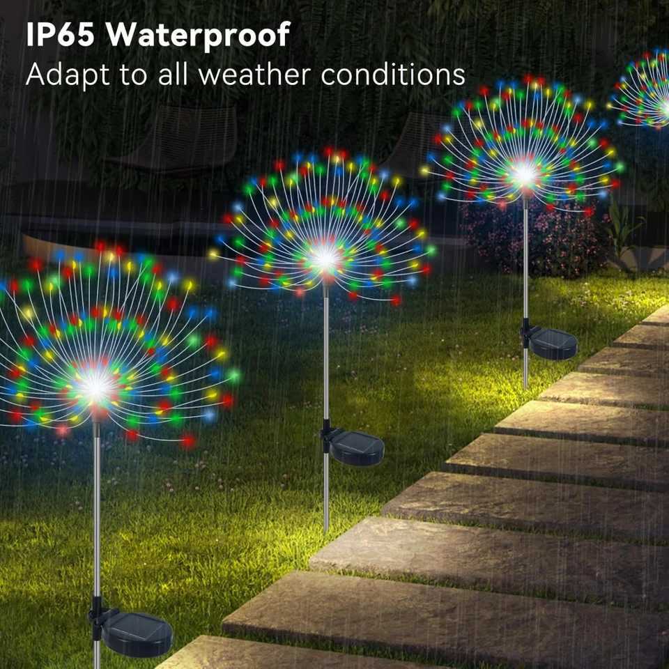 1 solar powered fireworks string light 90120150200 LED waterproof outdoor lawn light courtyard garden light DIY holiday deco C250922