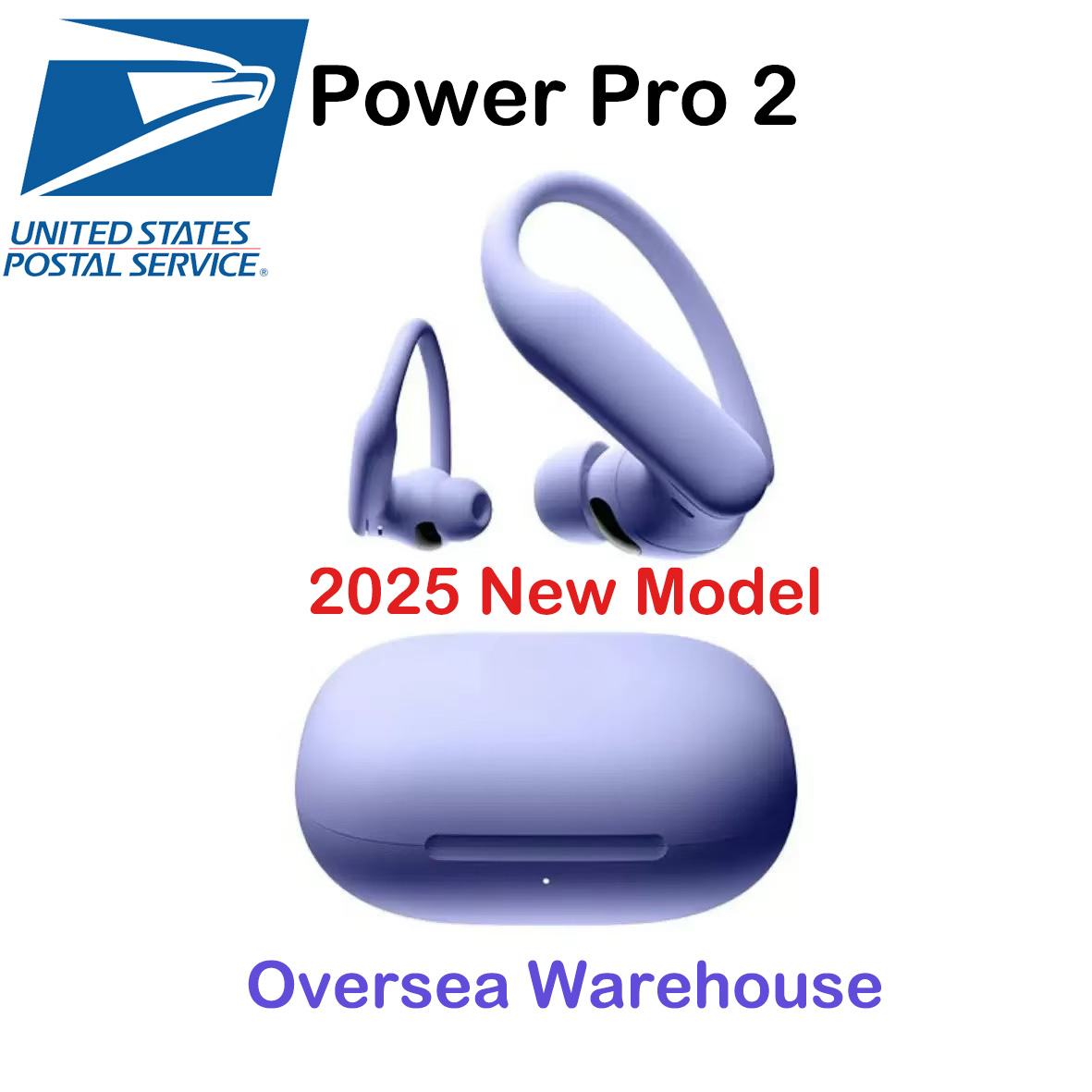 TWS Wireless Power Pro 2 Earbuds Bluetooth 5.3 Headphones with Comfortable Earhooks Up to 45hrs Play Back Sport Headset and IPX4 Sweatproof for Running Gym Workout