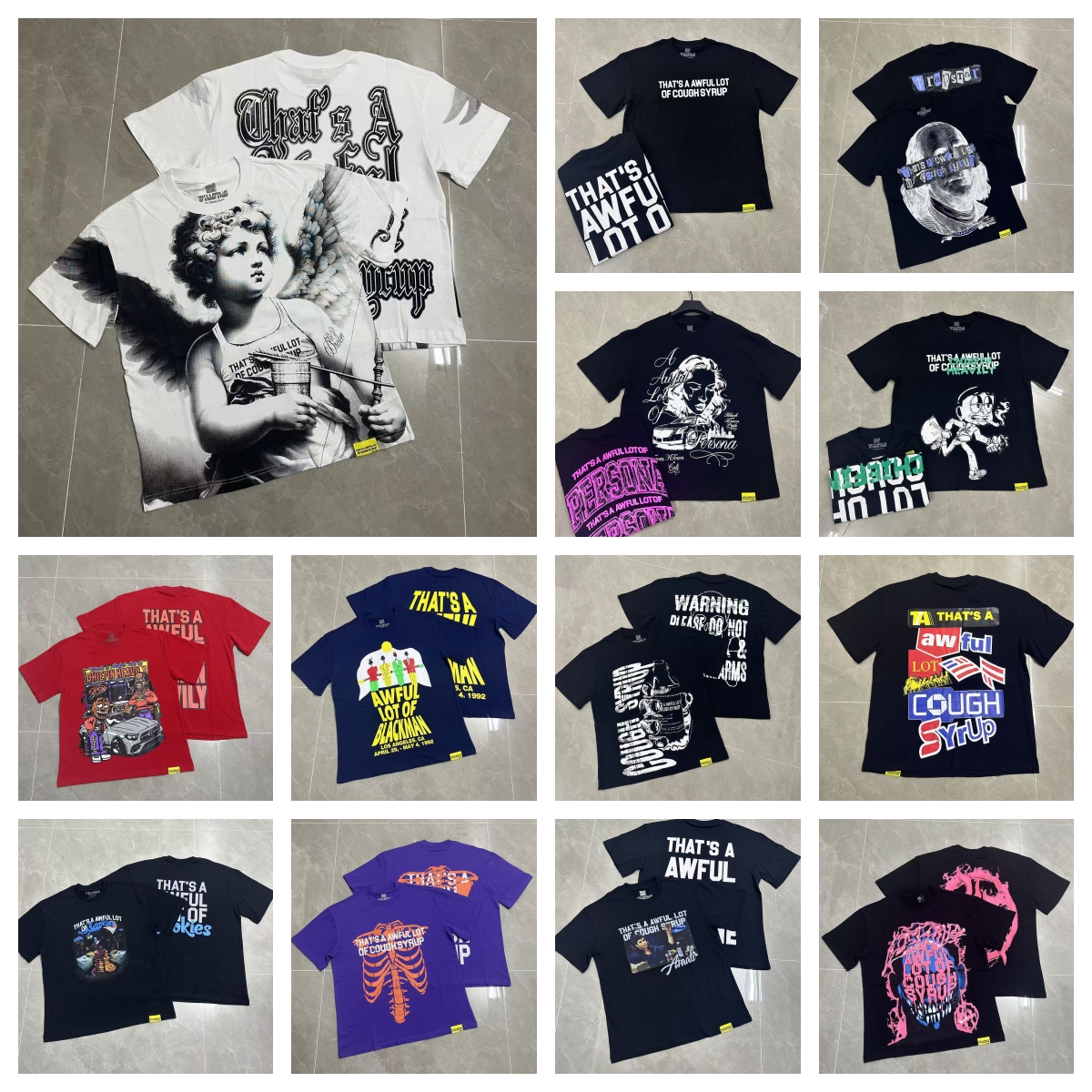 caugh syrup shirt Fashion Designer Mens shirts Printed Graphic T-shirt Cotton Casual Tees Short Sleeve Hip Hop Streetwear DY08