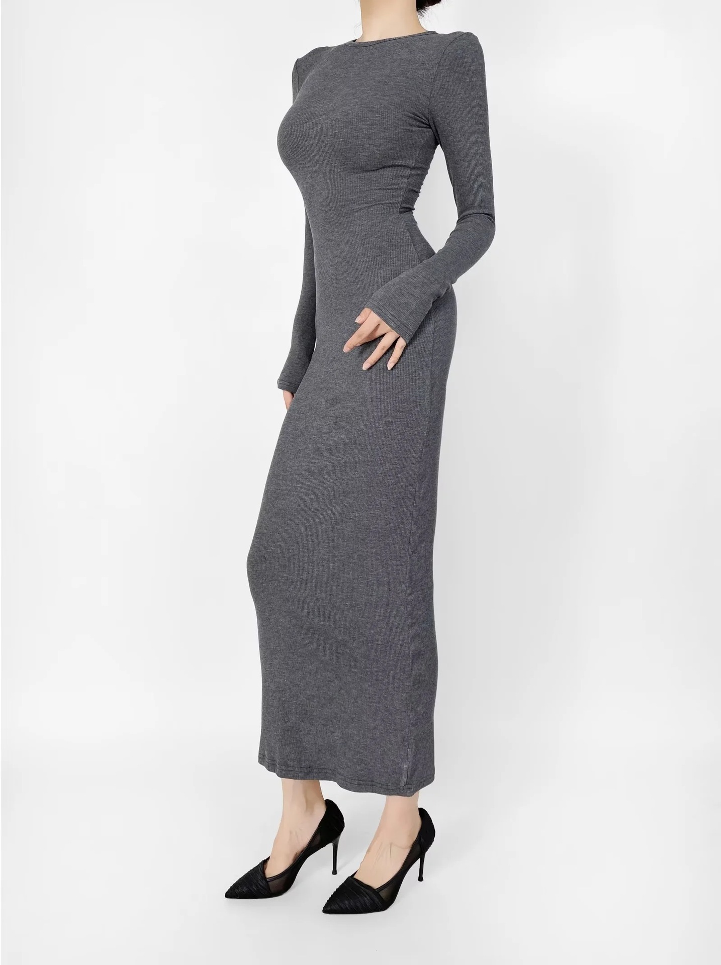 Wholesale Women'S Dresses Clothing Fall Long Sleeve Dresses Women Lady Elegant Body Fit Maxi Casual Dress