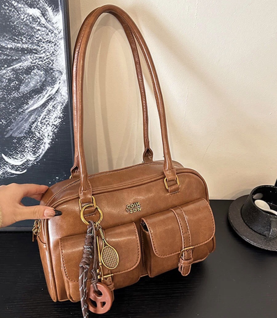 Bowling bag for women, new fashion Boston single shoulder underarm bag, versatile commuting large capacity handbag for 2025