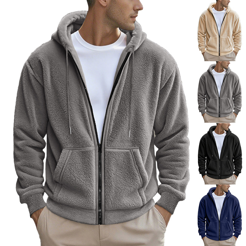 new Men Zip Up Hoodies Casual Fleece Sweatshirt Hooded Sweatshirt Autumn Winter Hoodies Mens Clothing jacket coat black gay