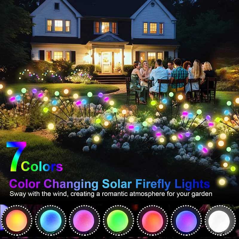 10Pack Solar Garden Lights100 LED Firefly Lights Solar Outdoor Waterproof Solar Powered High Flexibility Swaying Landscape Lawn C250922