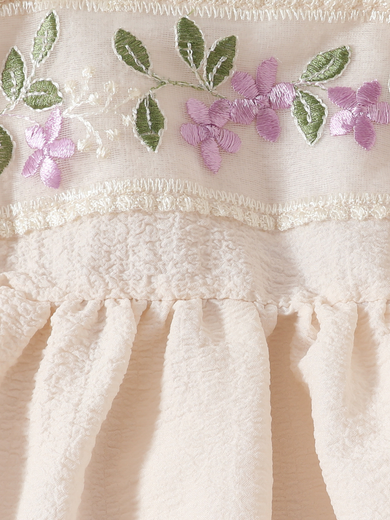 Toddler Girl Set: Floral Embroidered Ruffle Sleeve Peplum Top and Wide Leg Pants, Sweet Outfit Two piece set of top and pants-2591