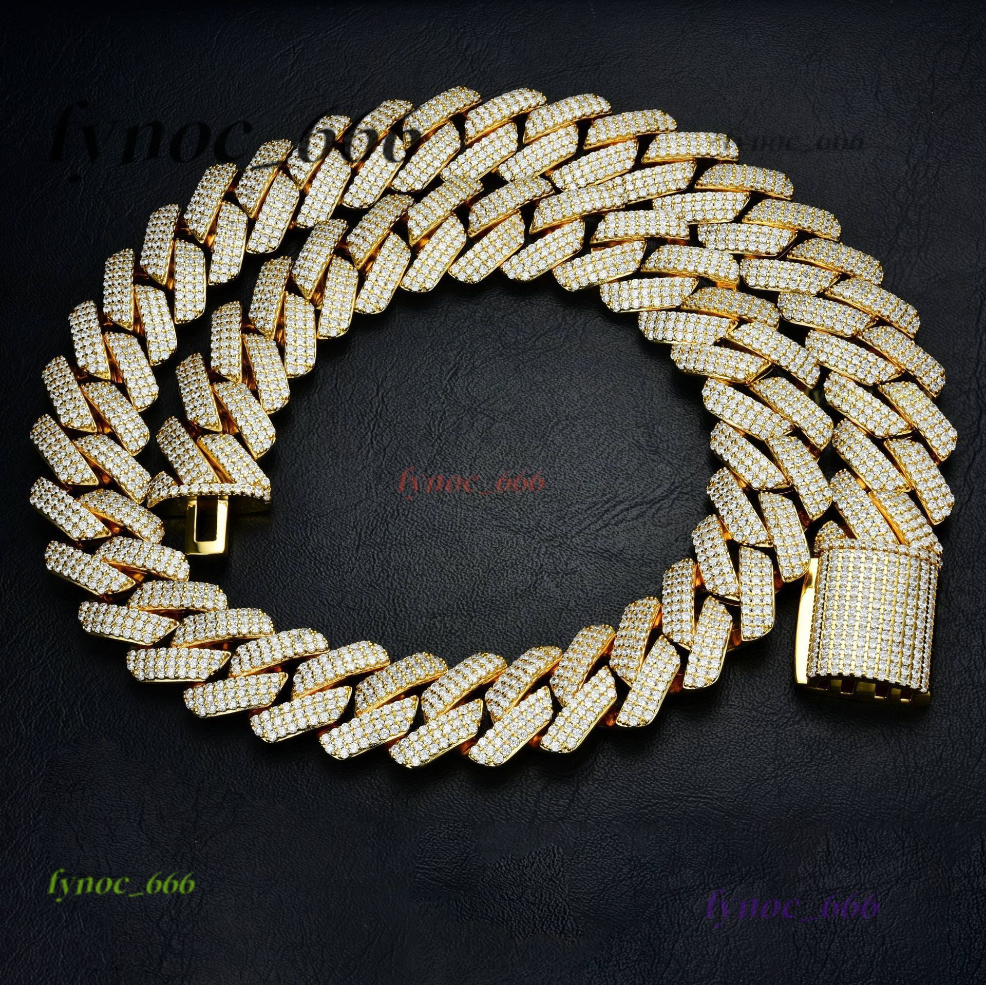 Cuban Chain 3rows 15mm Width 925 Solid Silver Moissanite Cuban Link Chain Mans Hip Hop Necklace