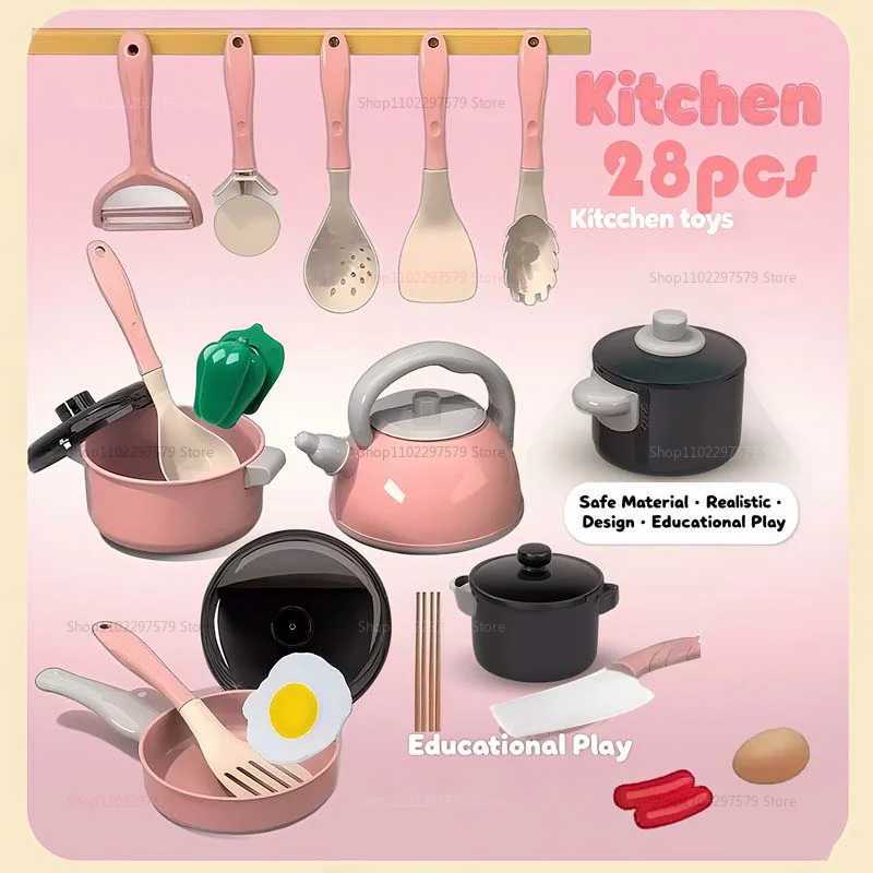 Kids Kitchen Toys Accessories Pretend Cooking Playset with Play Pots and Pans Utensils Cookware Toys Play Food Set Toy Vegetable C250922