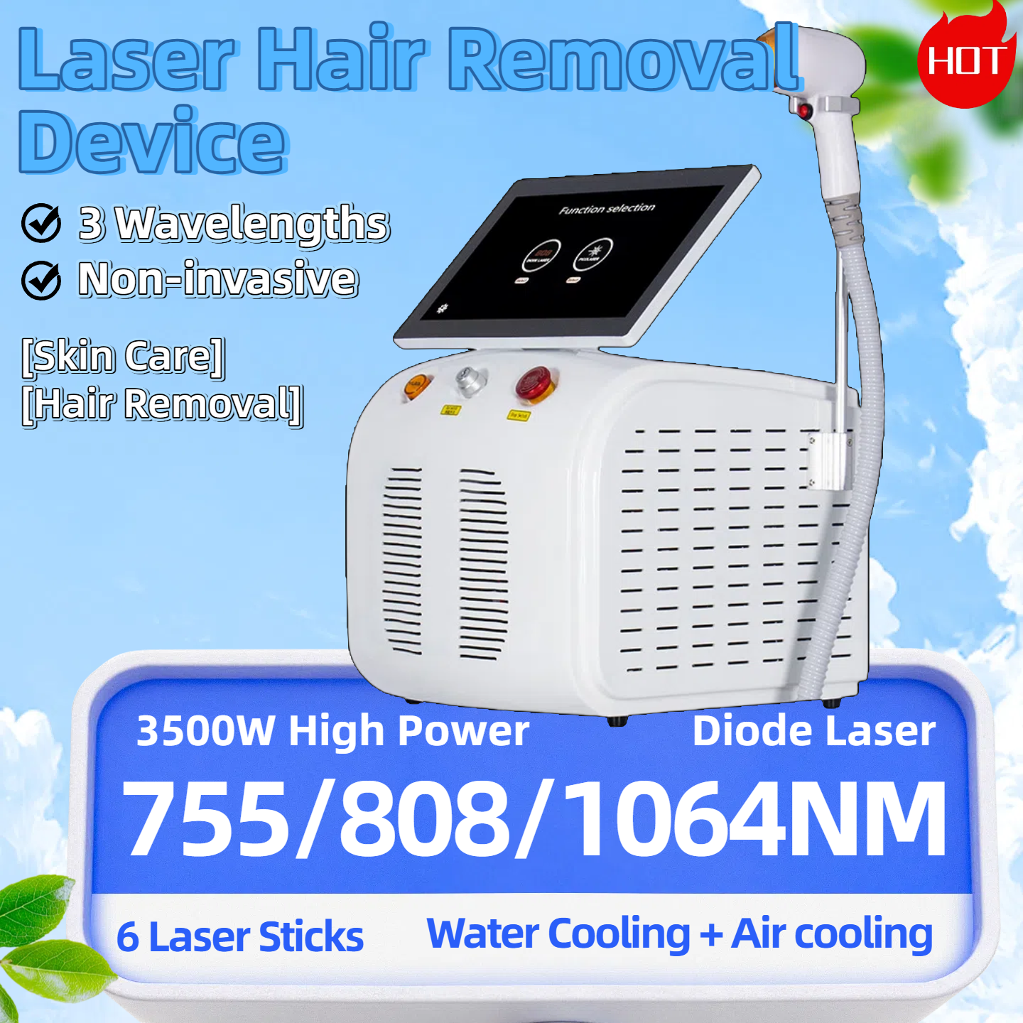 Best Depilator New Ice Platinum Cooling System Skin Care 808nm Diode Laser Hair Removal Machine 3-Wavelength Ice Cool Remove Hair Depilator 3500W 755/