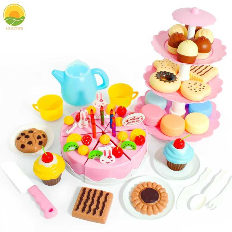 Kid Cut Game Education Children Toys For 3 Year Birthday Girl Toy Cake DIY Minature Food Simulation Pretend Play Kitchen Set Tea C250922