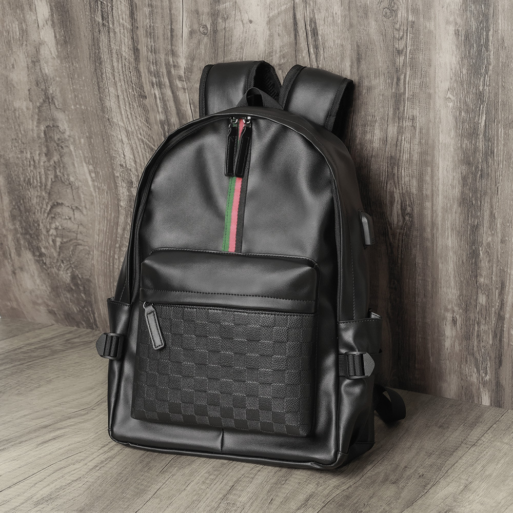 Free shipping designer new men's backpack fashion style leather middle school schoolbag male bag