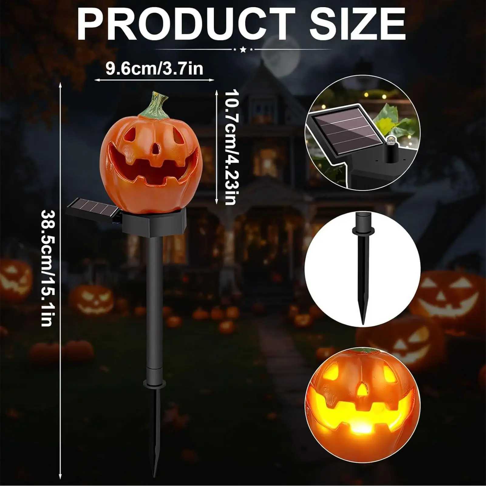 Solar Stake Lights Outdoor Pumpkin Design Garden Lights Halloween GroundStick Pumpkin Lanterns For Outdoor Lawn Parking C250922