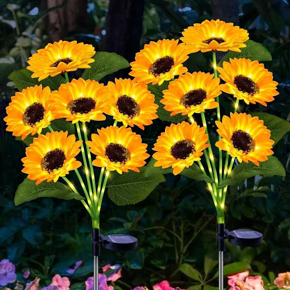 NEWEST 631Head Solar Simulation Sunflower with Luminous Pole LED Lights Garden Yard Lawn Night Lights Landscape Decor Lamp C250922