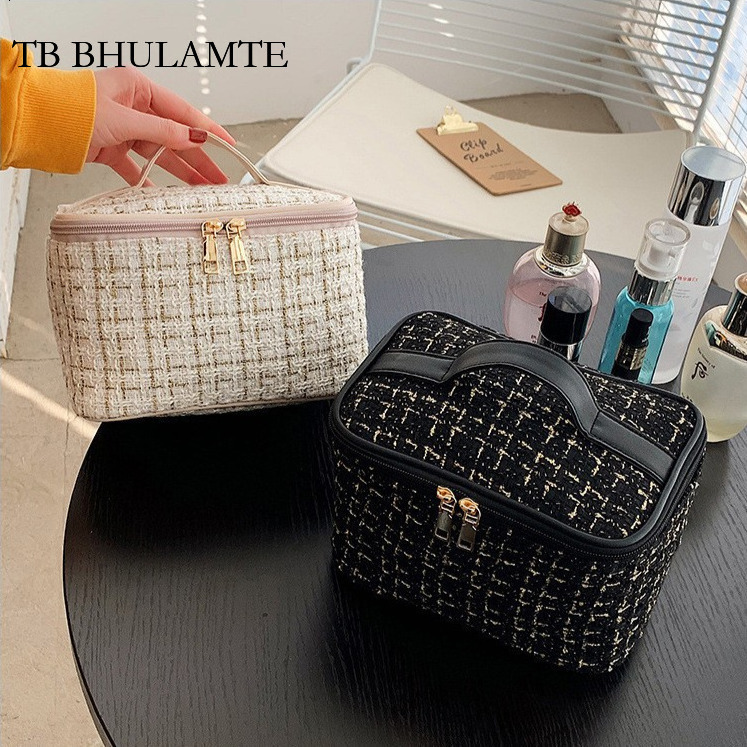 TB BHULAMTE Designer Luxury Makeup Organizer Bag Multi-functional Small Fragrance Style Large Capacity Woven Toiletry Bag Portable High Appearance Han