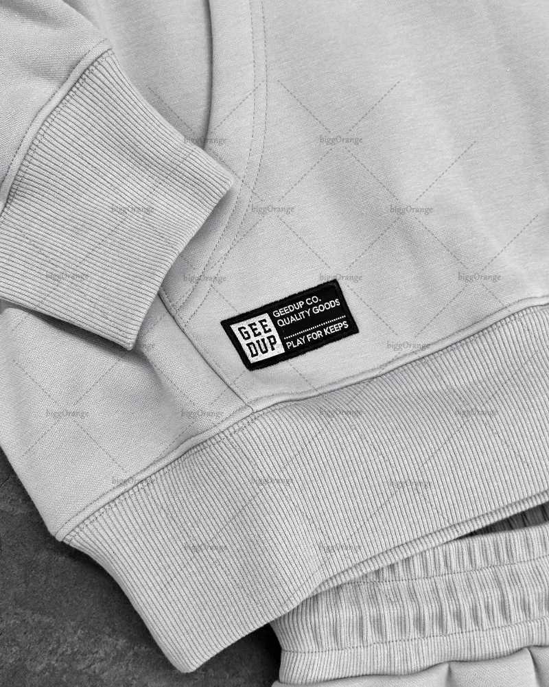 Gray Casual Street Trendy Brand Men Sets American Loose Goth Oversized Hoodie Letter Design Hip Hop Retro Sweatpants Women W250922