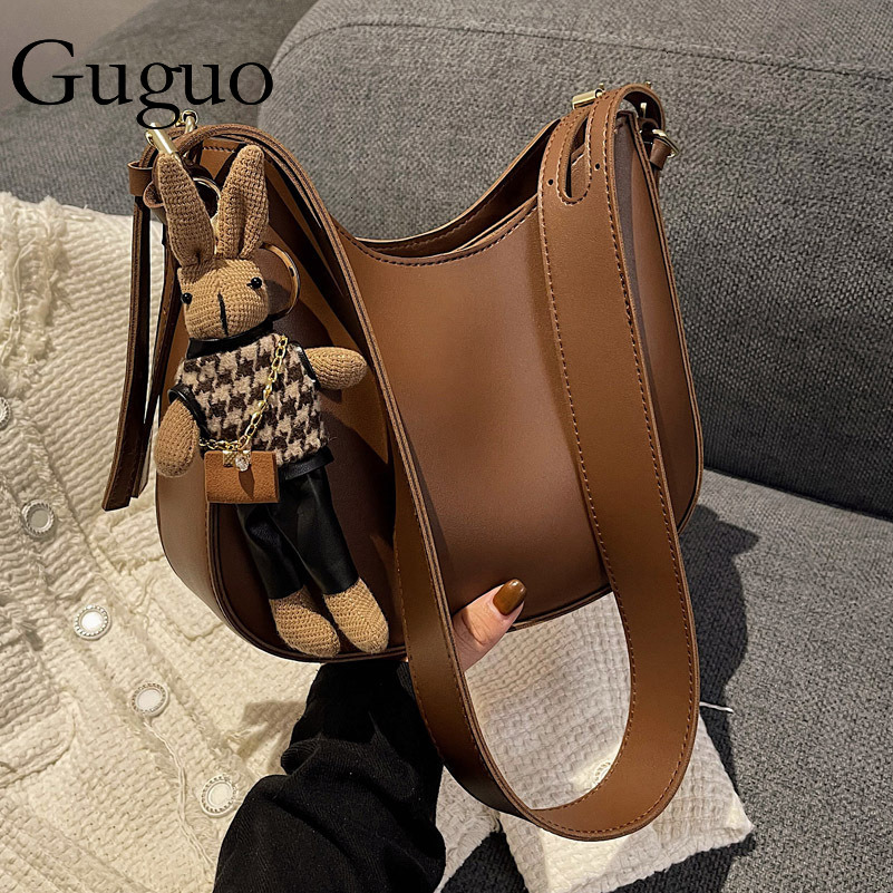 Guguo Designer Bag Trendy Women's Bag 2025 New Fashion Textured Shoulder Bag Luxury Bag Large Capacity Retro Women's Crossbody Bag Wholesale