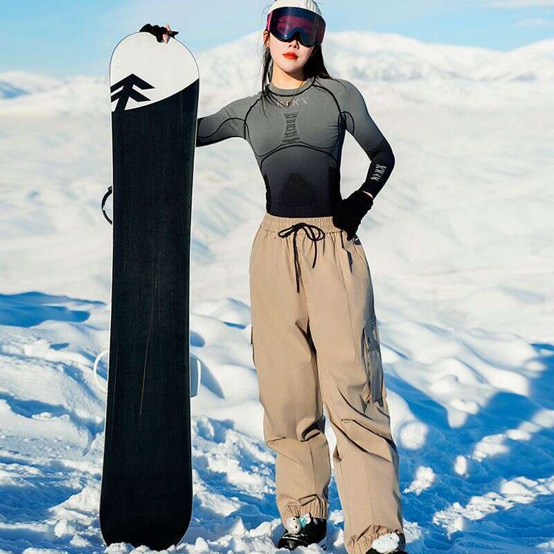 Loose Thick Veet For Women, Waterproof And Windproof, Black Double Board Sports Outdoor, Men's Large Size Ski Pants