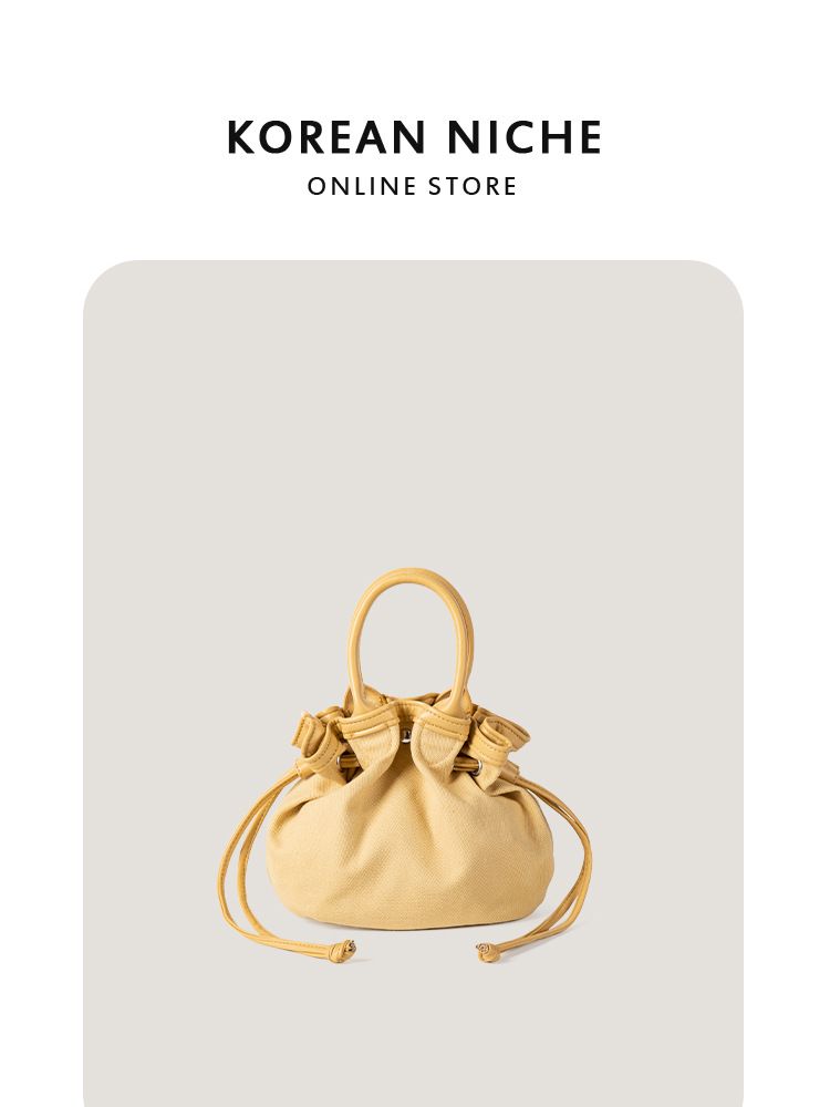 2025 New Niche Solid Color Drawstring Design High-End Sense Bucket Bag Korean Style Trendy Versatile Commuting Handbag For Women