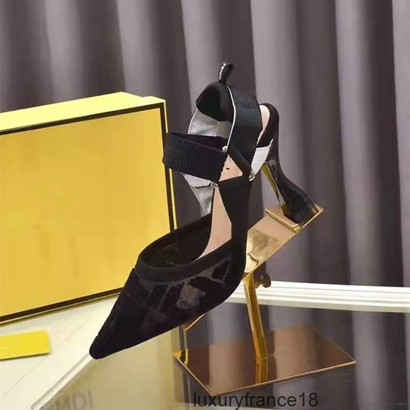 womens sandals luxury high heels hollow out lace electric embroidery leather letters middle heel designer summer beach wedding shoes 35 42 fendininis fendily 3G2H