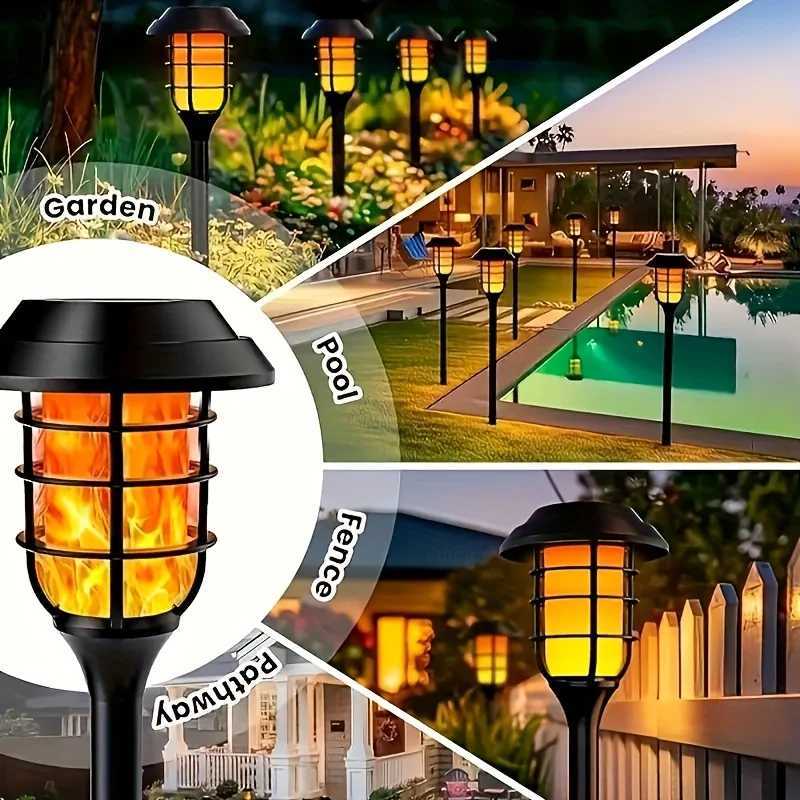 6pcs Halloween decorative atmosphere lamp LED flickering flame solar lamps suitable for decorating courtyards gardens villas C250922