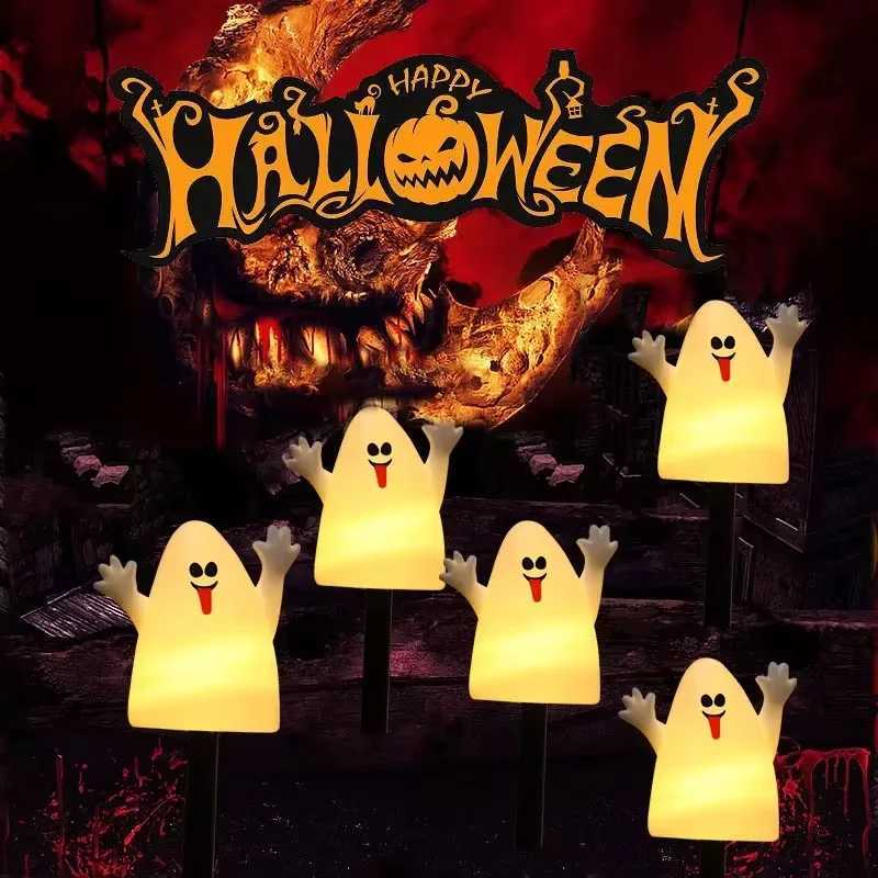 2PCS Solar Powered Lawn Lamp Set of 5 Cute Ghost lanterns Decorated Halloween Party Decoration For Home bar Atmosphere Decor C250922