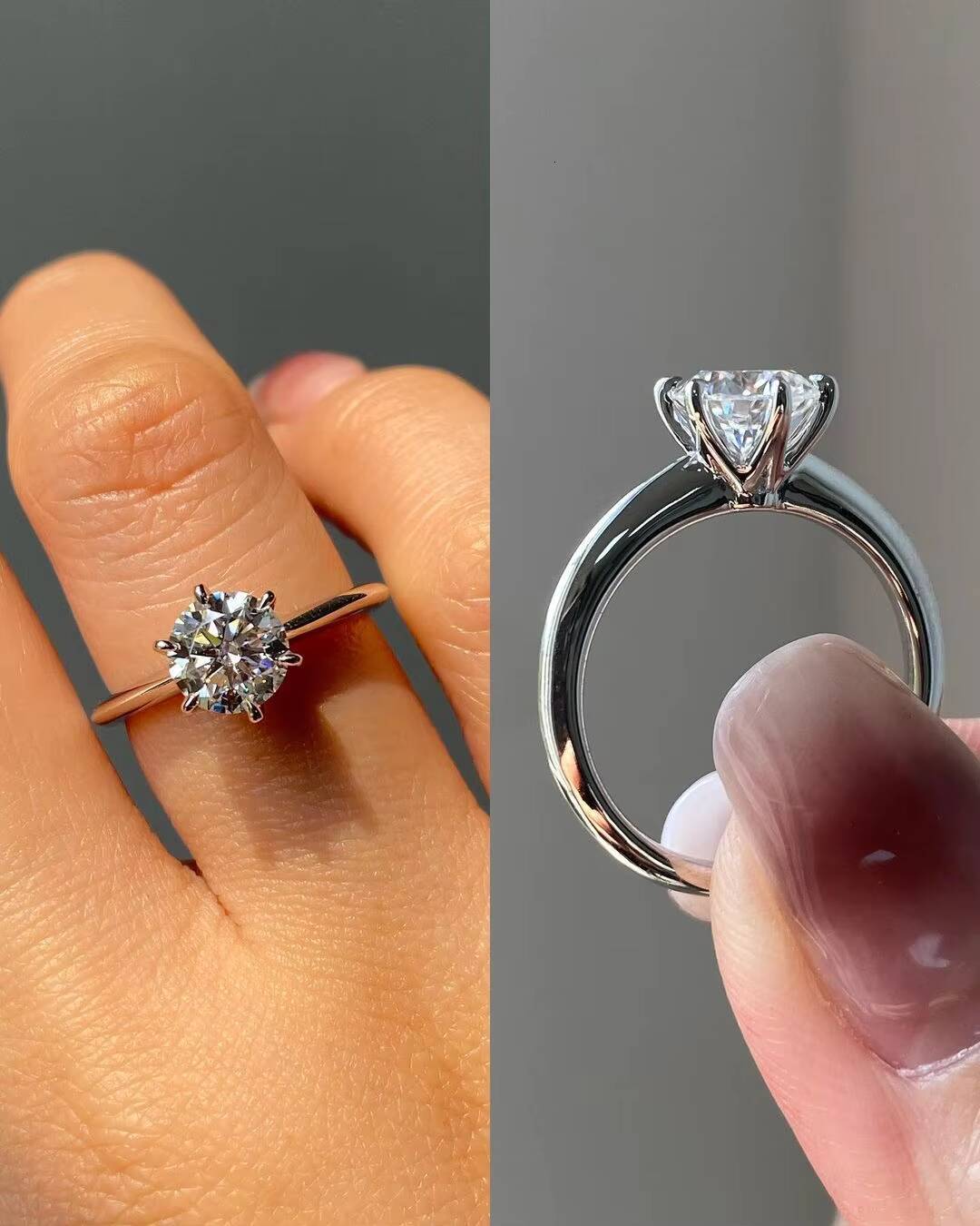 Custom Lab Grown Diamond 14k 18k Gold 2CT D VVS Round Cut IGI Certificate Lab Grown Diamonds Engagement Gift Girlfriend Rings