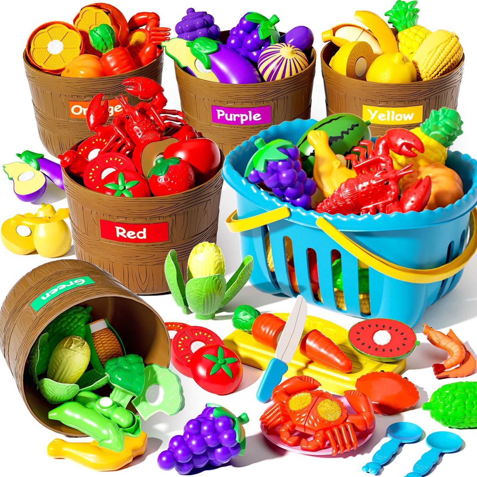 Fruit bucket cutting and joy toy vegetable simulation childrens play kitchen baby food vegetable cutting kitchen utensil C250922