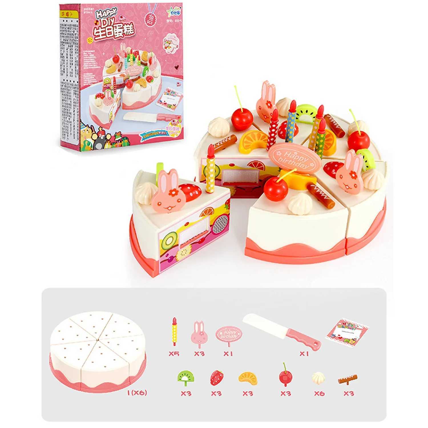 15pcs1set childrens play house simulation kitchen birthday cake toys Kids fruit cutting music DIY creative gift C2509221