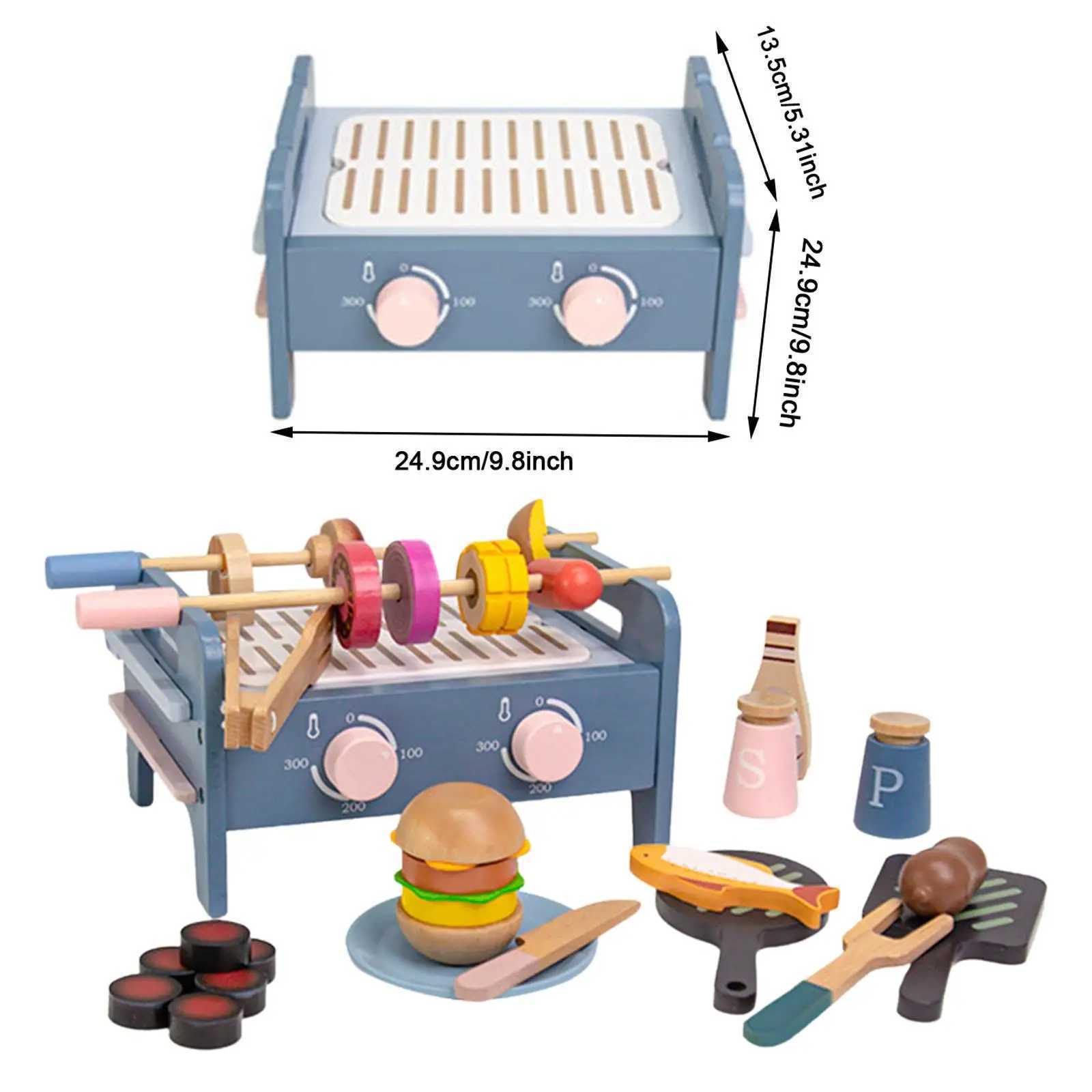 Kids Role Play Kitchen Set with Cutting Toy Accessories for BBQ Fun Play Food Set Pretend Play BBQ Grill Cooking Fun C250922