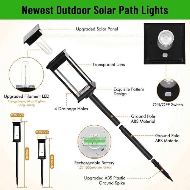 124pcs Garden Solar Lights Automatic onOff IP65 Waterproof Pedestrian Bridge Landscape Lighting Lawn Lights Courtyard Lights C250922