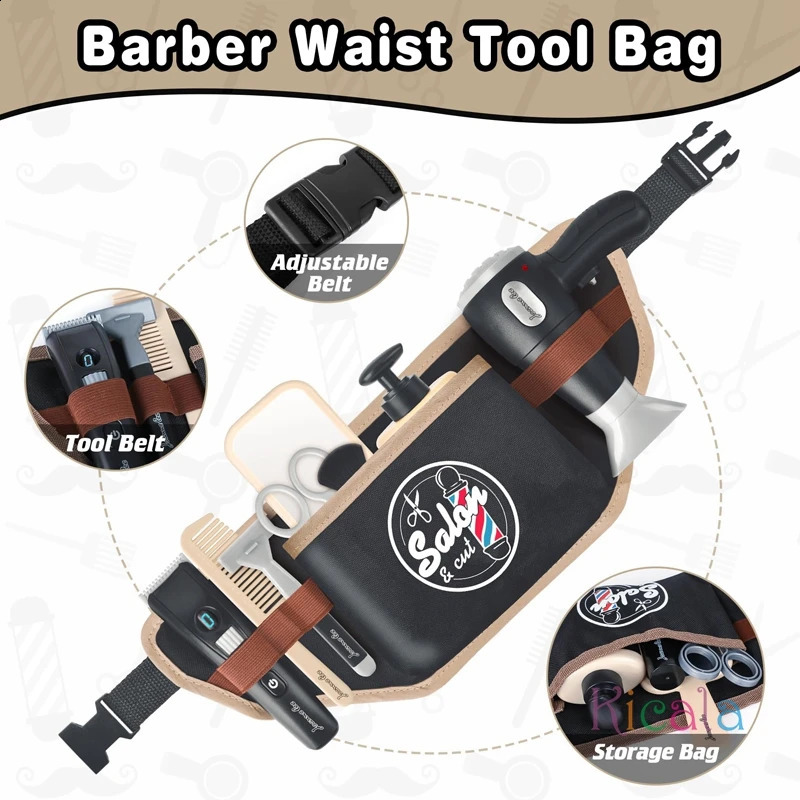 Barber Shop Pretend Play Toy Haircut Barber Set Toy Hair Salon Play Set Kids Shaving Kit Birthday Gifts for Boys 3 Year Old 250920