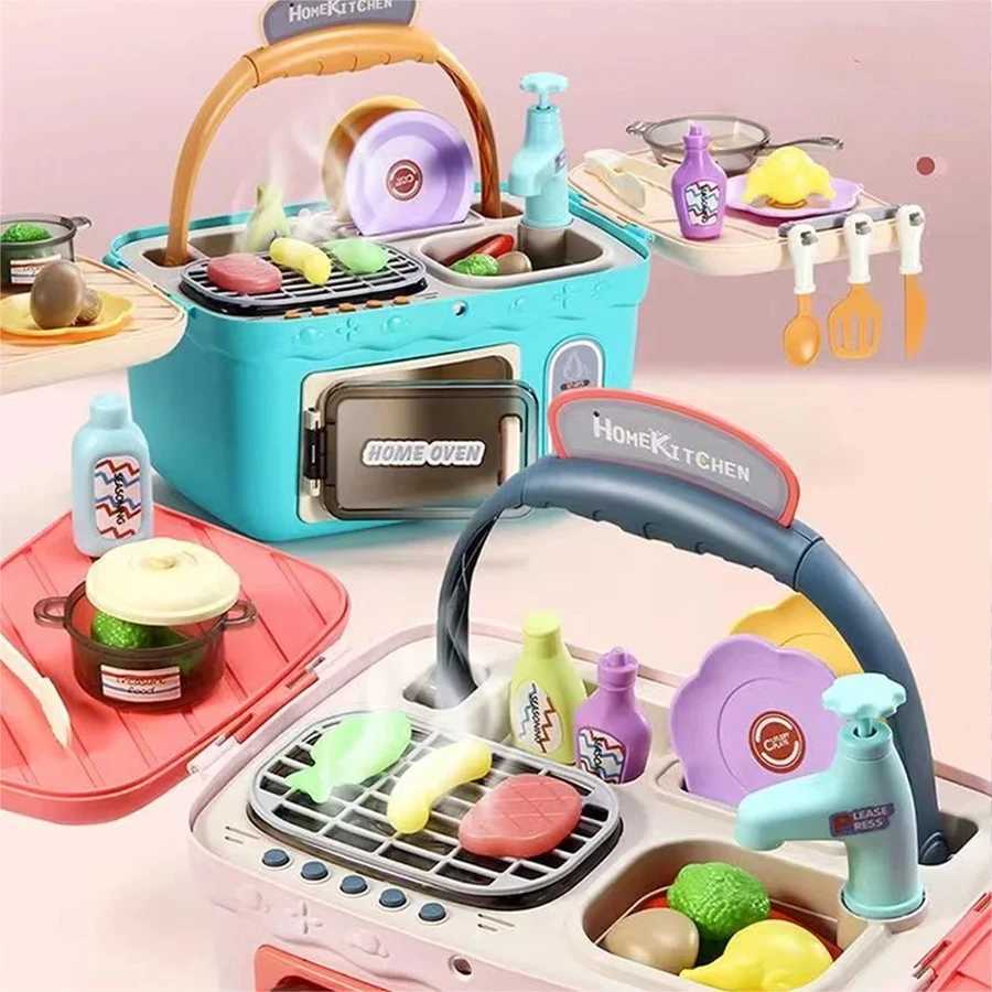 Kids Toddler Baby BBQ Grill Kitchen Toy Set Pretend BBQ Grill Toy Set for Kids Kitchen Toy Accessories Play Food Set C250922