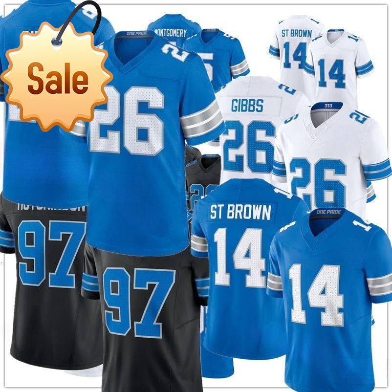 2025 NFL Sam LaPorta Jahmyr Gibbs Alex Anzalone Carlton Davis III Jack Campbell Kerby Joseph Penei Sewell Malcolm Rodriguez Kalif Jake Bates Football Lions Jersey