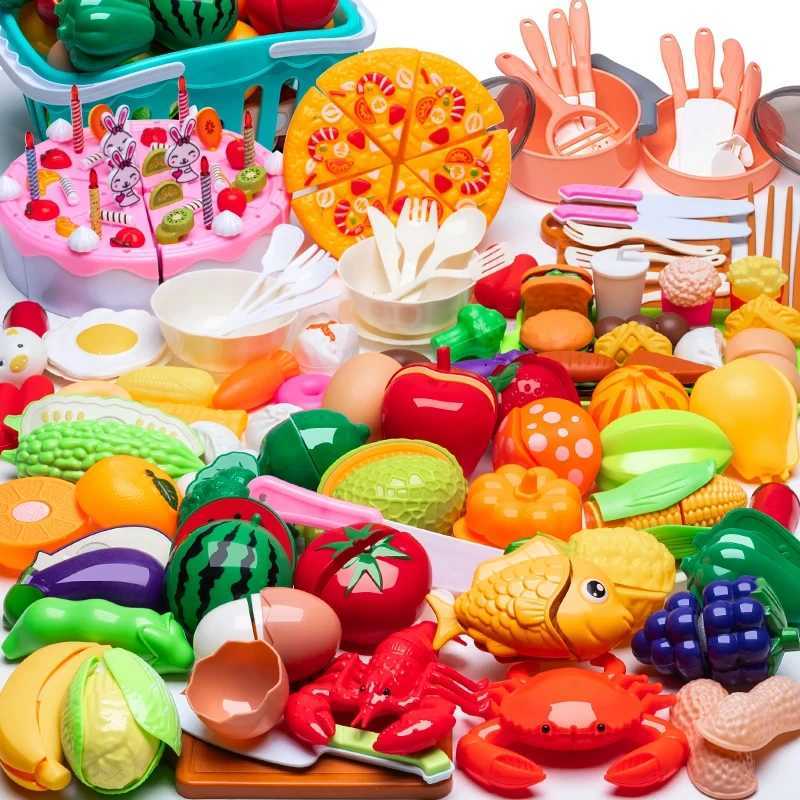 Cooking Toys Pink Kitchen Toy Set Girl Boy toys Cut Fruit Vegetable Pizza Pretend Play Simulation Early Education Toys For Kids C250922