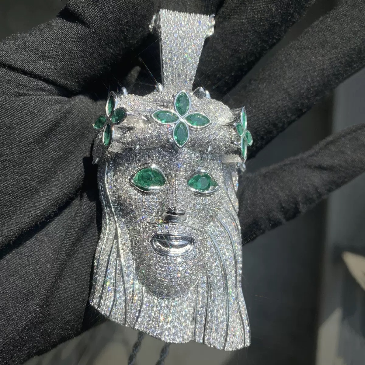 Unique Color Blocking Design Plating Over Sier 3" Large Size Fully Iced Out Moissanite Dia Jesus Piece Hip Hop Pendant