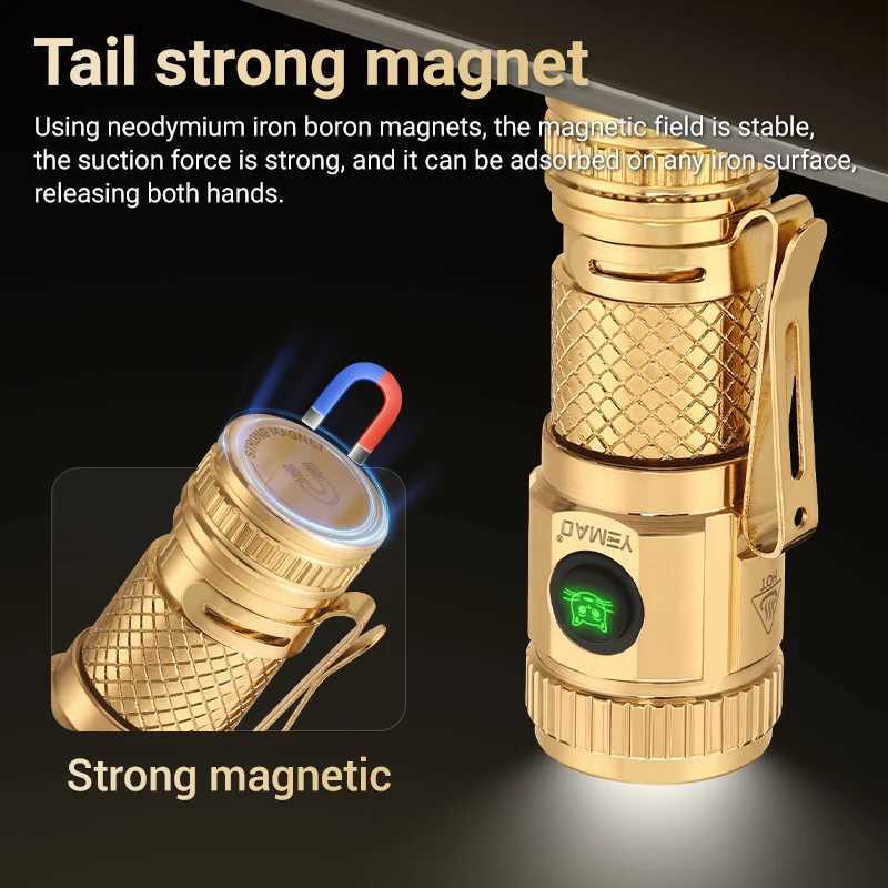 1200lm Mini Flashlight EDC Torch with 4 Ds and Red Flash Aux D Copper Metal Pen Flashlight with Base ergency Y250922
