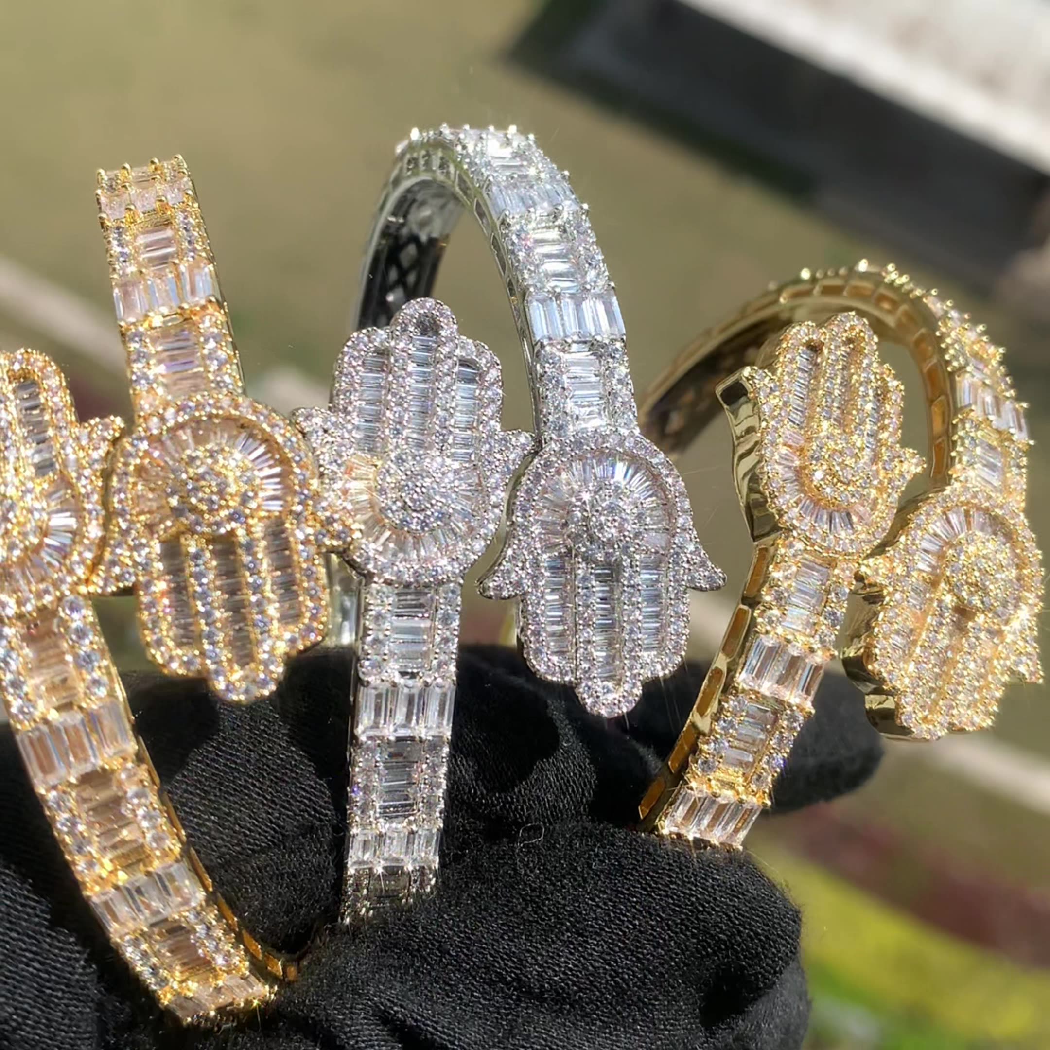 Hip Hop Hand Bracelet Cuff Bangle Bling 5A Cubic Zircon Real Gold Plated Women Men Jewelry