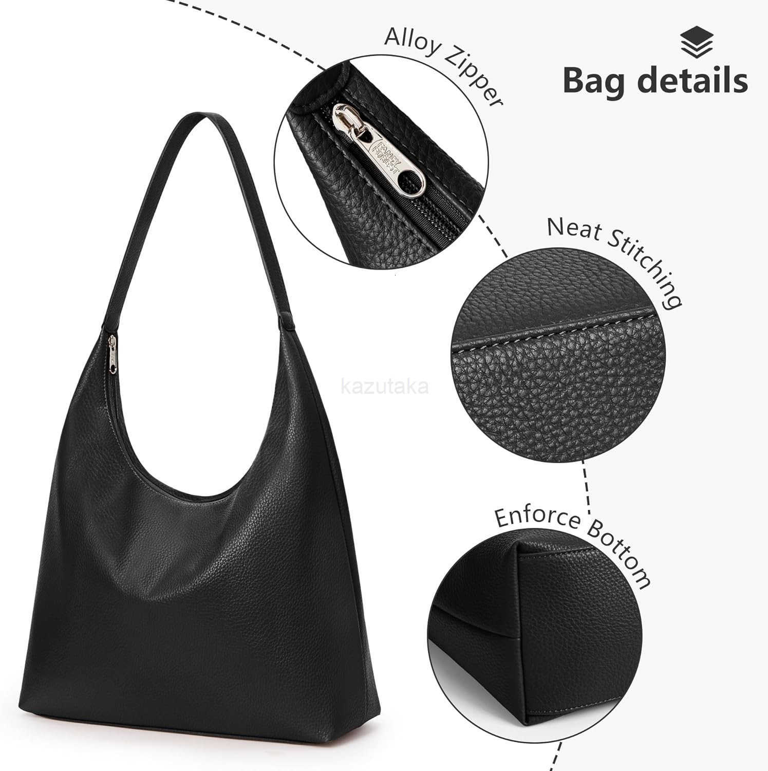 Casual Tote Bag Vegan Leather Hobo Zipper Work Bag Weekender Shoulder for Women Shoulder Travel Purse Z250922