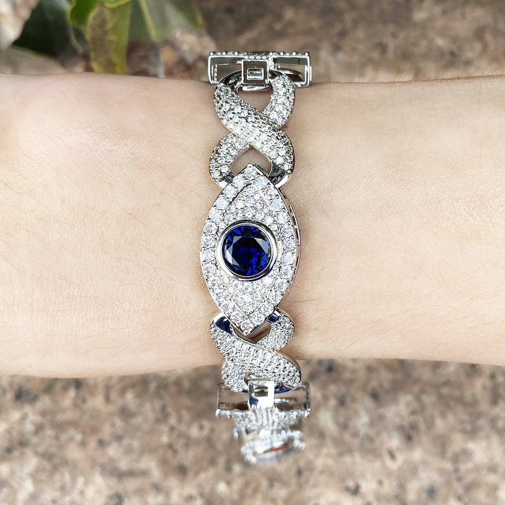 Hip Hop Colorful Eye Cross Infinite Chain Bracelet 5A Zircons Women Mens Sport Jewelry