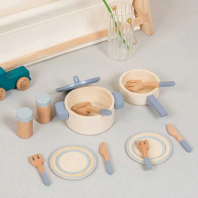 Wooden Mini Kitchen Cookware Pot Pan Cook Pretend Play Educational House Toys For Children Simulation Kitchen Utensils Girls Toy C250922