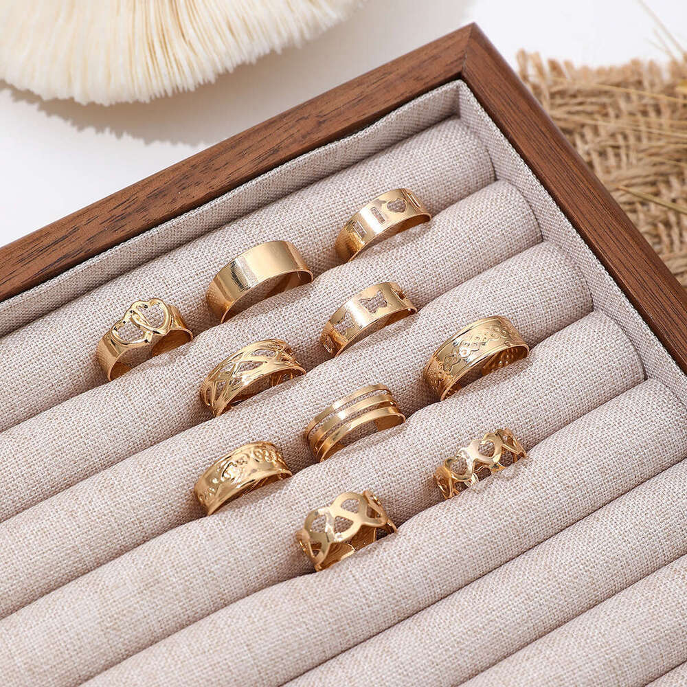 Versatile Metal Heart Beach Style Adjustable Toe Ring Set of 10 Iron