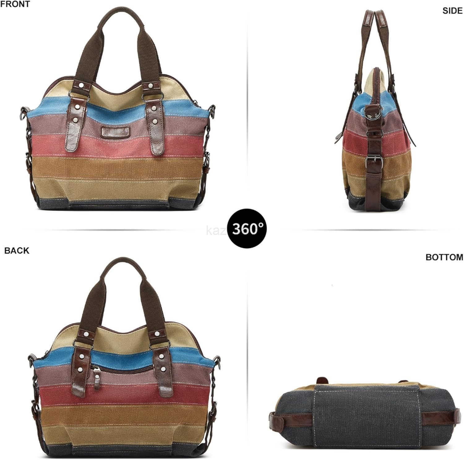 Women Casual Tote Bag Purses and Handbags MultiColor Striped Crossbody Bags Ladies Top Handle SaTChel Z250922