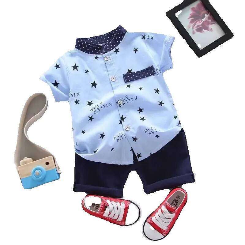 New Summer Baby Clothes Suit Children Boys Casual Shirt Shorts 2Pcs/Sets Infant Outfits Toddler Fashion Costume Kids Tracksuits J250625