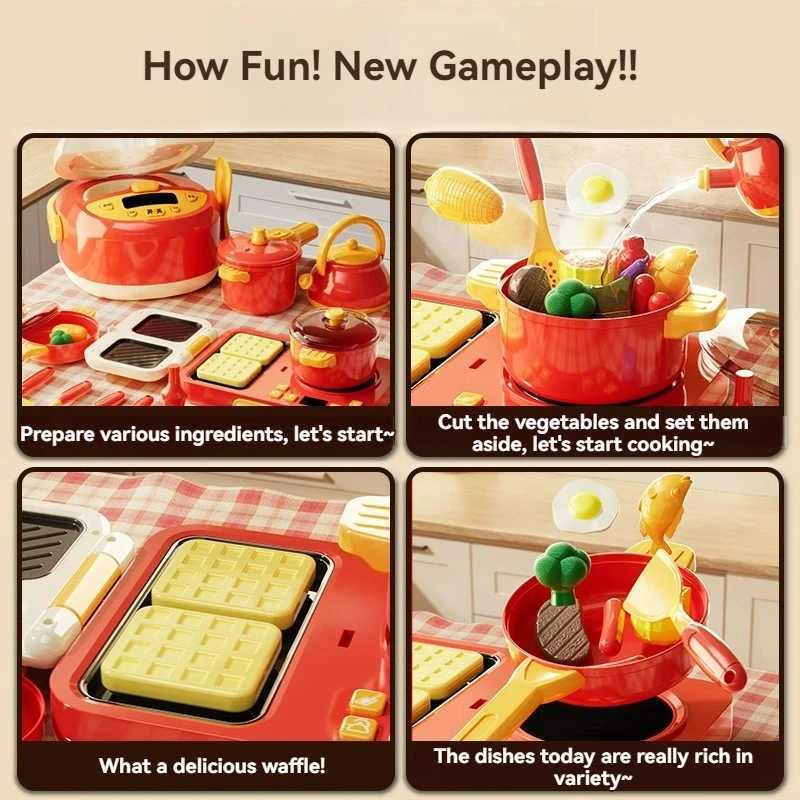 Childrens Educational Pretend Play House Kitchen Toy Set Simulation Cooking Tableware Set Toys for Kids Girls Christmas Gifts C250922