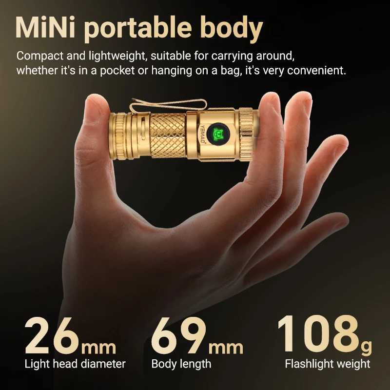 1200lm Mini Flashlight EDC Torch with 4 Ds and Red Flash Aux D Copper Metal Pen Flashlight with Base ergency Y250922