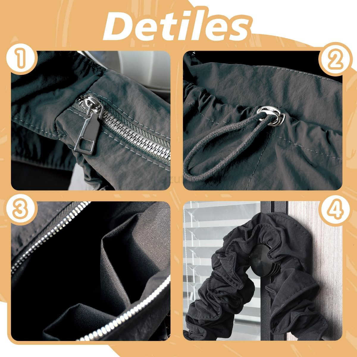 Nylon Crescent Bag Hobo Handbags Ruched Shoulder Bag Adjustable Strap Lightweight Casual Sling Bag Travel Tote Bags for Women Z250922